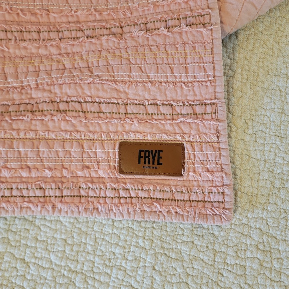 Frye Reversible Twin Comforter Pink  Stripe Textured Boho Farmhouse Bedding